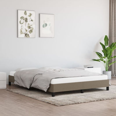 Bed Base Double made of Wood Taupe 140x190cm.