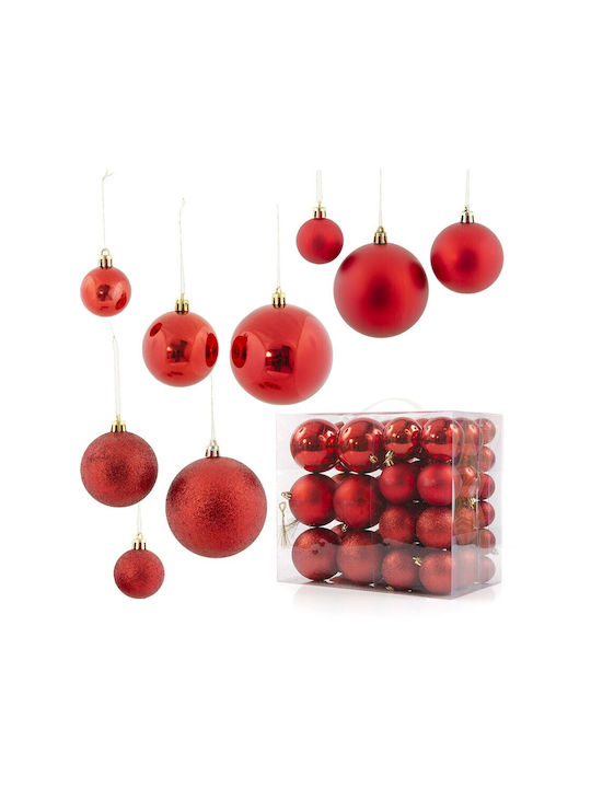 Fun World Weihnachtshänger Kugel Ornament Plastik Rot Set 46Stück