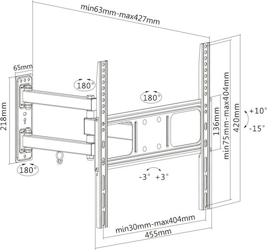Manhattan 461320 Επιτοίχια έως 55" και 35kg