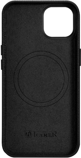 iCarer Litchi Premium Leather Back Cover Δερμάτινο Μαύρο (iPhone 14 Plus)