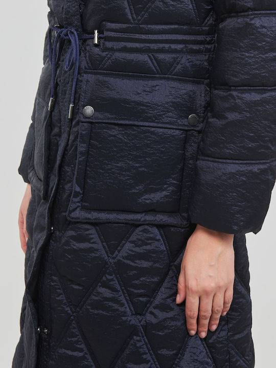Lungă Jachetă de femei Puffer Albastru marin