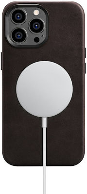 iCarer Oil Wax Premium Leather Leather Back Cover Dark Brown (iPhone 14 Pro Max)