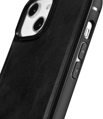 iCarer Leather Oil Wax Leather Back Cover Black (iPhone 14 Pro Max)