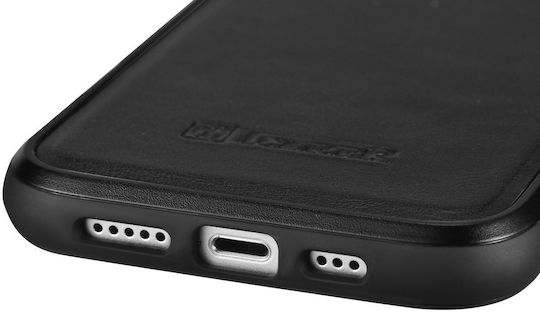 iCarer Leather Oil Wax Back Cover Δερμάτινο Μαύρο (iPhone 14 Pro Max)