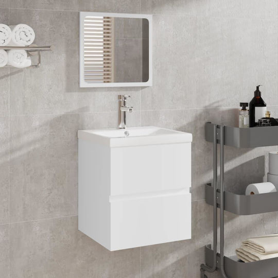 vidaXL Πάγκος με Νιπτήρα & Καθρέπτη Μ41xΒ38.5xΥ45cm Λευκός