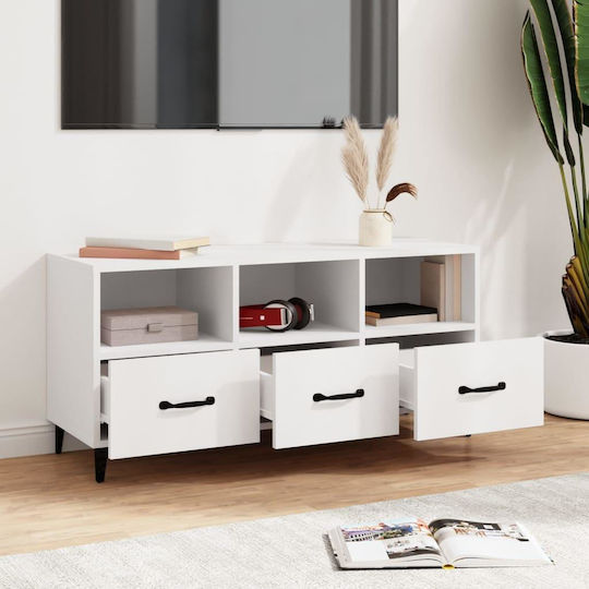 TV-Ständer aus Metall & Holz Weiß M102xT35xH50cm