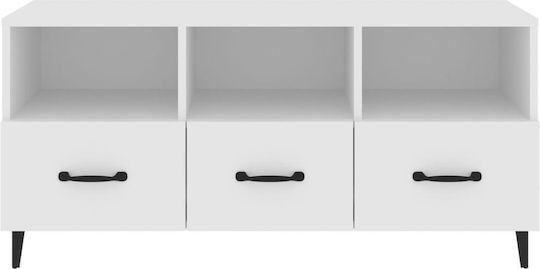 TV-Ständer aus Metall & Holz Weiß M102xT35xH50cm