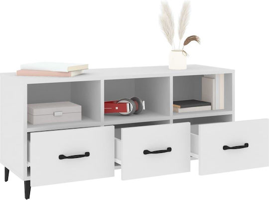 TV-Ständer aus Metall & Holz Weiß M102xT35xH50cm