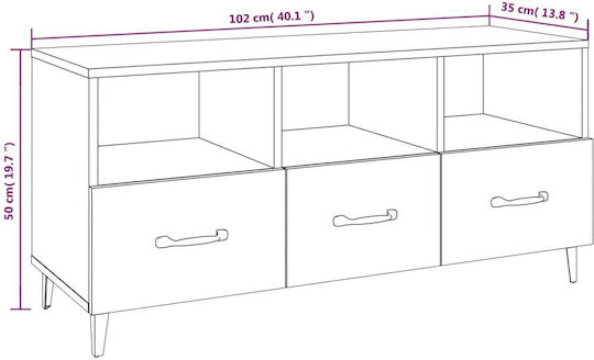 TV-Ständer aus Metall & Holz Weiß M102xT35xH50cm