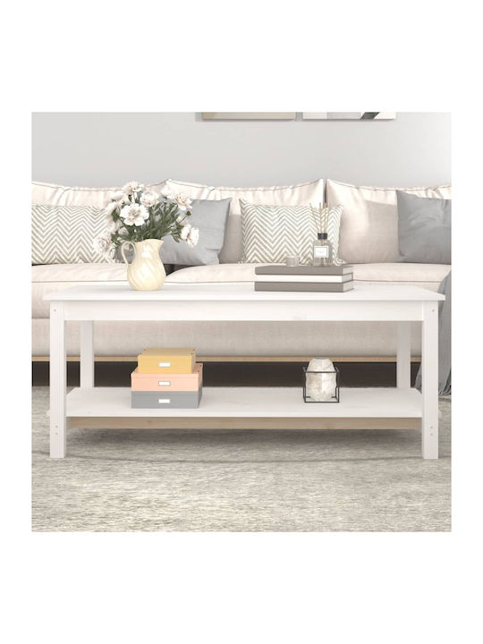 Rectangular Solid Wood Coffee Table White L110xW55xH45cm