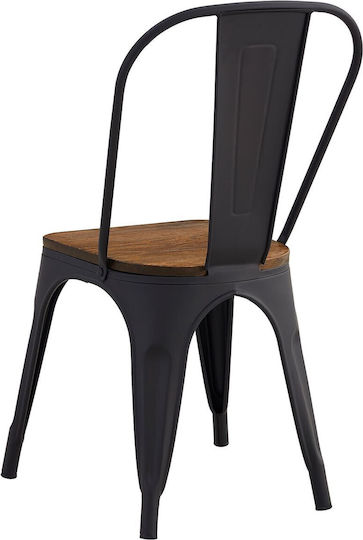 Градински Стол Метален Relix Wood Тъмен Дъб Е5191W,1W 45x53x85см