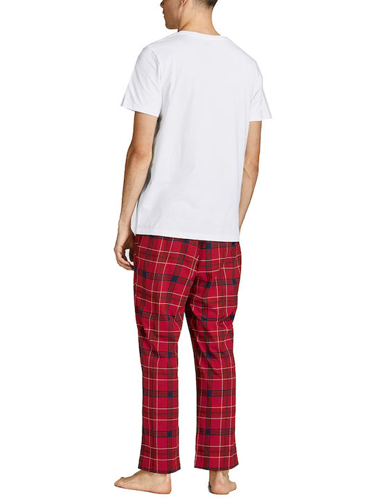 Jack & Jones Men's Winter Checked Pajamas Set Red