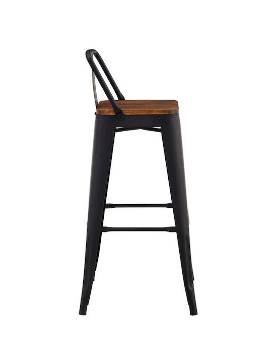 Hocker für Bar Für den Außenbereich Relix Black Extra Matte / Dark Oak 1Stück 42x42x76cm