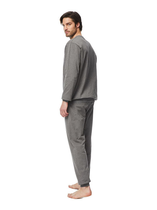 Minerva Men's Winter Cotton Pajamas Set Gray