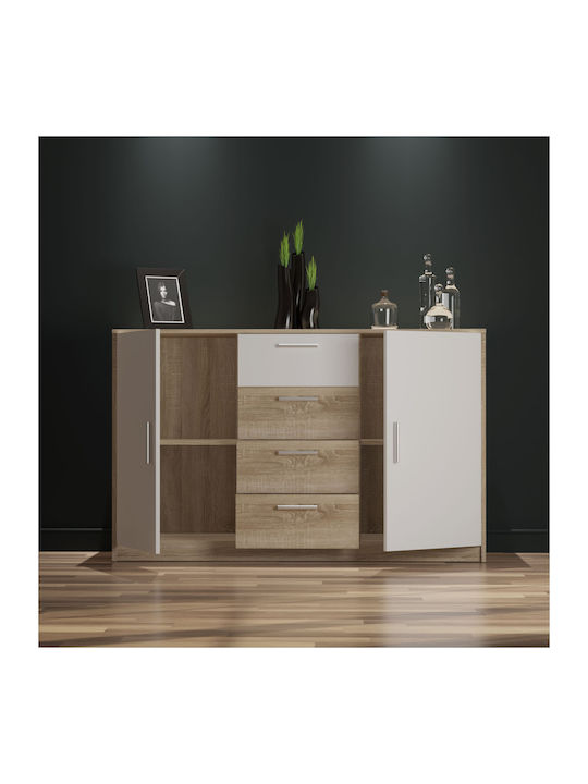 Μπουφές Rico Ξύλινος με Συρτάρια Rico White / Sonoma 145x45x90cm