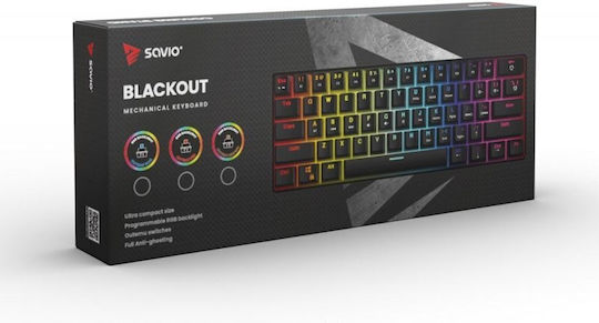 Savio Whiteout Gaming Μηχανικό Πληκτρολόγιο 60% με Outemu Red διακόπτες και RGB φωτισμό (Αγγλικό US) Λευκό