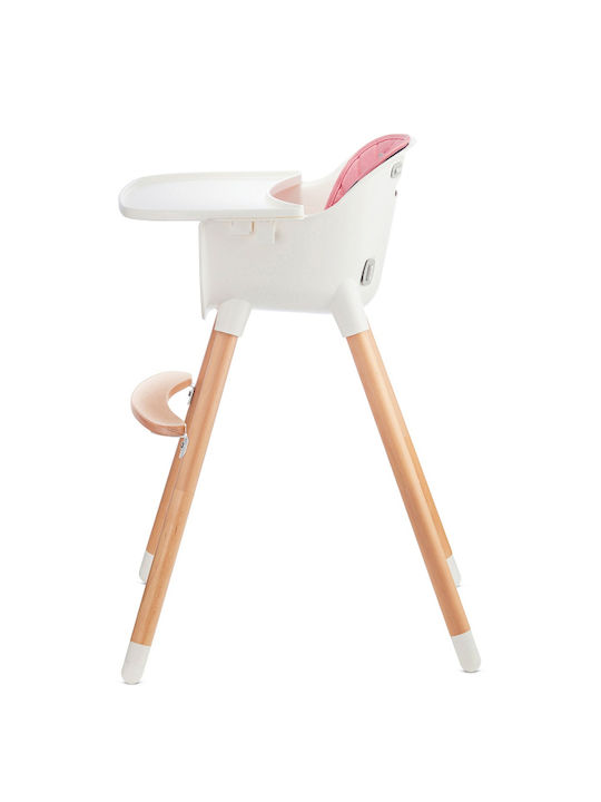 Kinderkraft Sienna Scaun Înalt De Masă Bebe 2 În 1 Cu Înălțime Reglabilă Roz