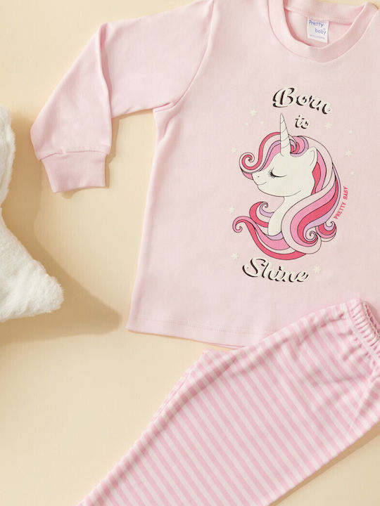 Pretty Baby Παιδική Πιτζάμα Χειμωνιάτικη Ροζ