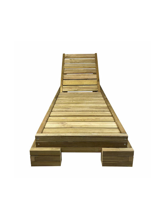 Deckchair Wooden Beige 200x68x14cm.