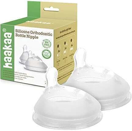 Haakaa Silicone Baby Bottle Teats Slow Flow for 0+ months 2pcs