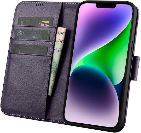 iCarer Anti-RFID Brieftasche Leder Dark Purple (iPhone 14)