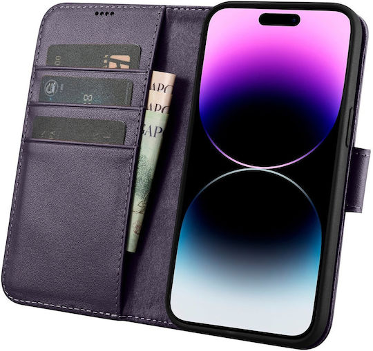 iCarer Anti Rfid Wallet Δερμάτινο Dark Purple (iPhone 14 Pro Max)