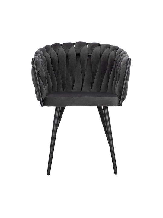 Dining Room Velvet Armchair Grey 60x54x78cm