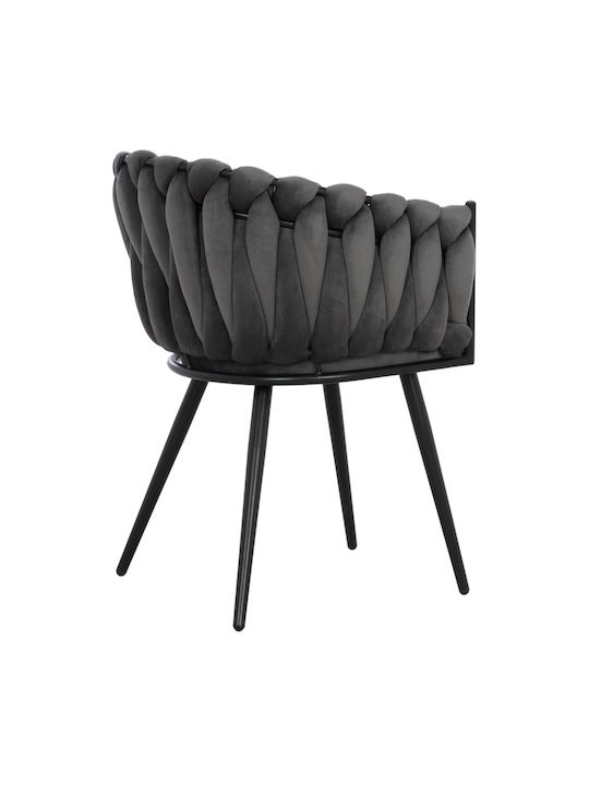 Dining Room Velvet Armchair Grey 60x54x78cm