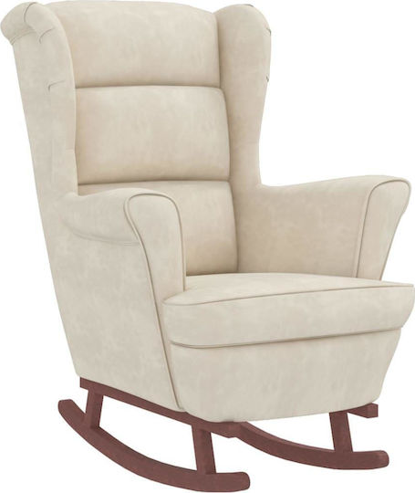 Schaukelstuhl mit Fußhocker Samt Cream 78x93x97cm