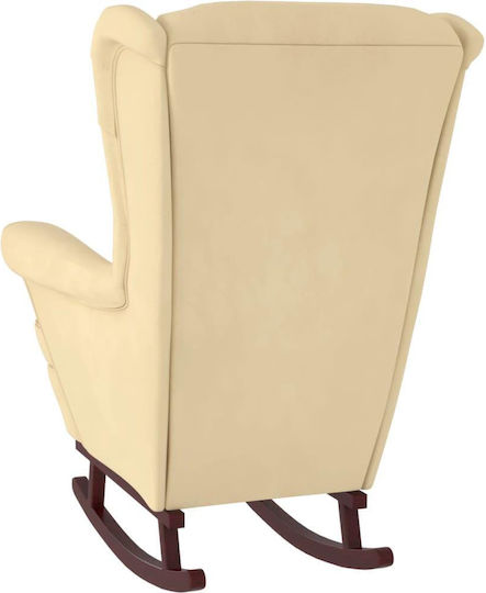 Schaukelstuhl mit Fußhocker Samt Cream 78x93x97cm