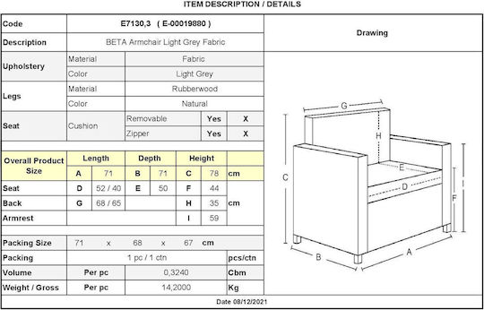 Beta Gri 71x71x78cm