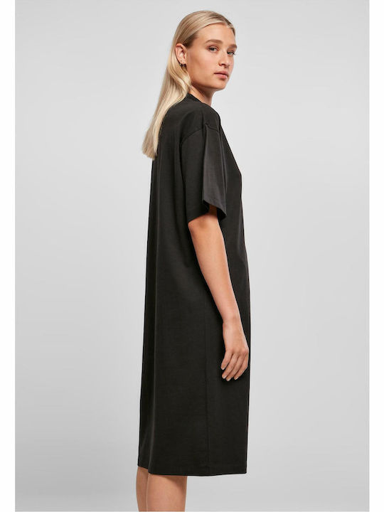 Summer Midi Athletic T-Shirt Short Sleeve Black Dress