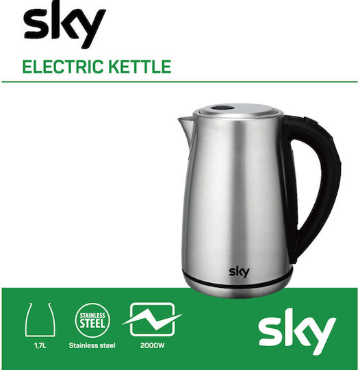 Sky FK-1718 Βραστήρας 1.7lt 2000W Ασημί