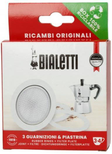 Bialetti Ανταλλακτικό Φίλτρο Καφετιέρας & 3 Φλάντζες για 3/4 Μερίδες 4τμχ