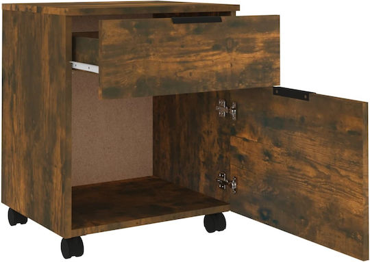 Büroaufbewahrungsschublade aus Holz mit Rädern Rauchfichte 45x38x54cm