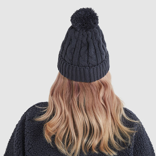 Jaida Pom Pom Beanie Frauen Beanie mit Strickmuster in Marineblau Farbe