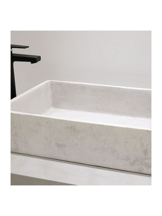 Tema Επικαθήμενος Νιπτήρας Πέτρινος 52x38x14cm Λευκός