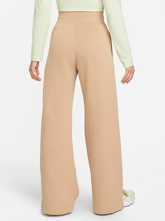Sportswear High Waist Sweatpants Wide Fleece Beige