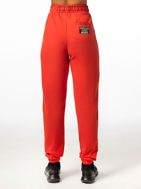 Be:Nation Women's High Waist Jogger Sweatpants Red