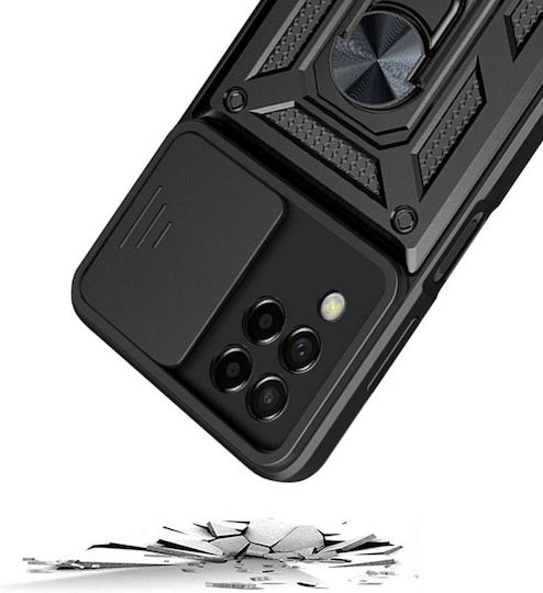 Alogy Ring Holder & Camshield Back Cover Plastic Negru (Galaxy M53 5G)