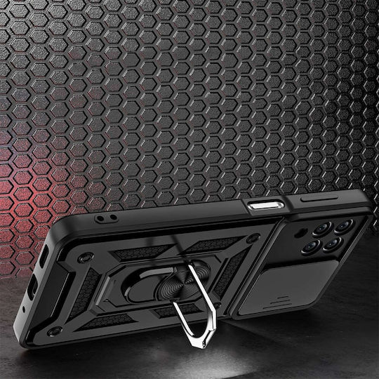 Alogy Ring Holder & Camshield Back Cover Plastic Negru (Galaxy M53 5G)