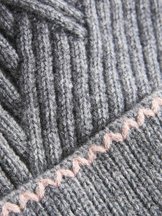 Verde 12-0320 Beanie Cap with Braid Gray