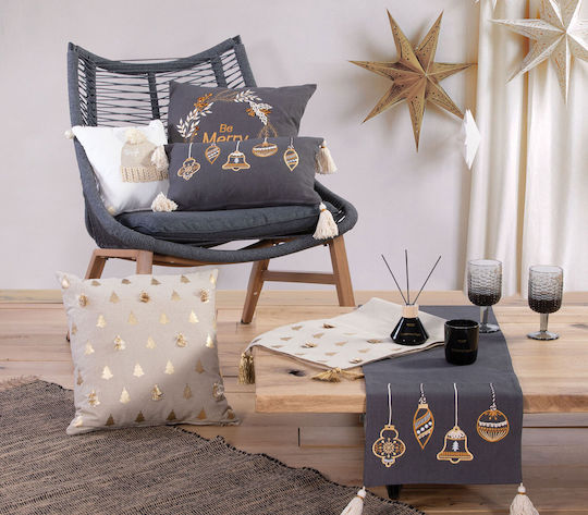 Nef-Nef Homeware Reindeer Χριστουγεννιάτικο Διακοσμητικό Μαξιλάρι Τετράγωνο Grey 40x40εκ.
