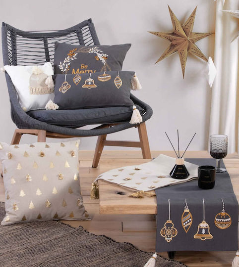 Nef-Nef Homeware Коледна Декоративна Възглавница Belle Квадрат Черно 45x45cm