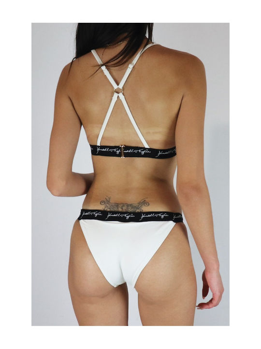 Kendall + Kylie Bikini Set Triangle Top & Slip Bottom White