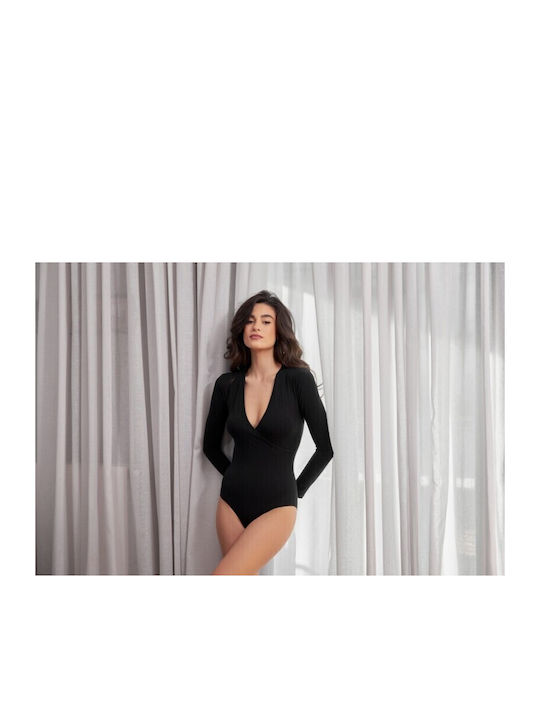 Înfășurați Bodysuit pentru femei Negru