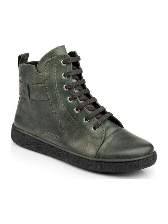 Leather Women's Ankle Boots Khaki