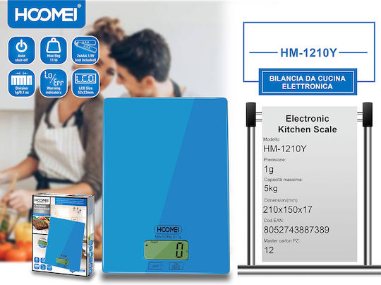 Hoomei Digital Kitchen Scale Up To 5kg Blue