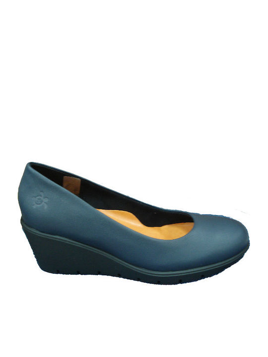 Leather pumps - Blue - Platform