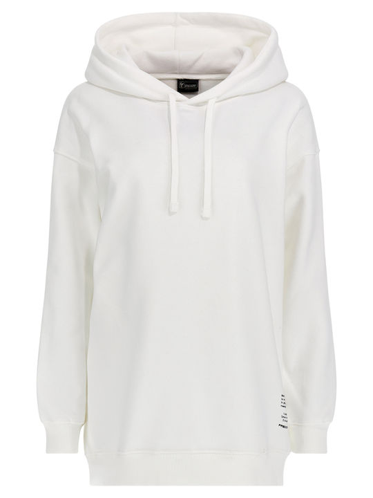 Long Women's Sweatshirt Hooded White